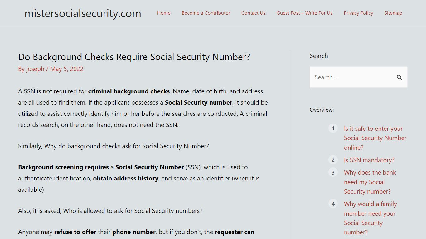 Do Background Checks Require Social Security Number?